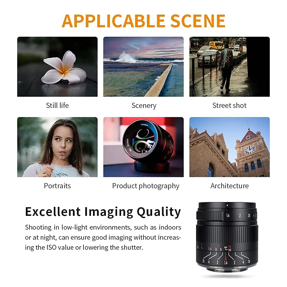 7Artisans 55mm F1.4 II objectif Sony E portrait APS-C