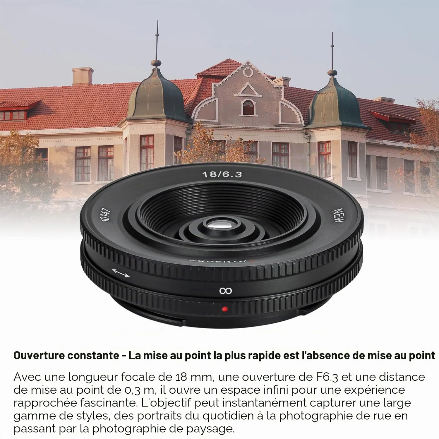 7Artisans 18mm F6.3 pancake objectif Fuji X APS-C