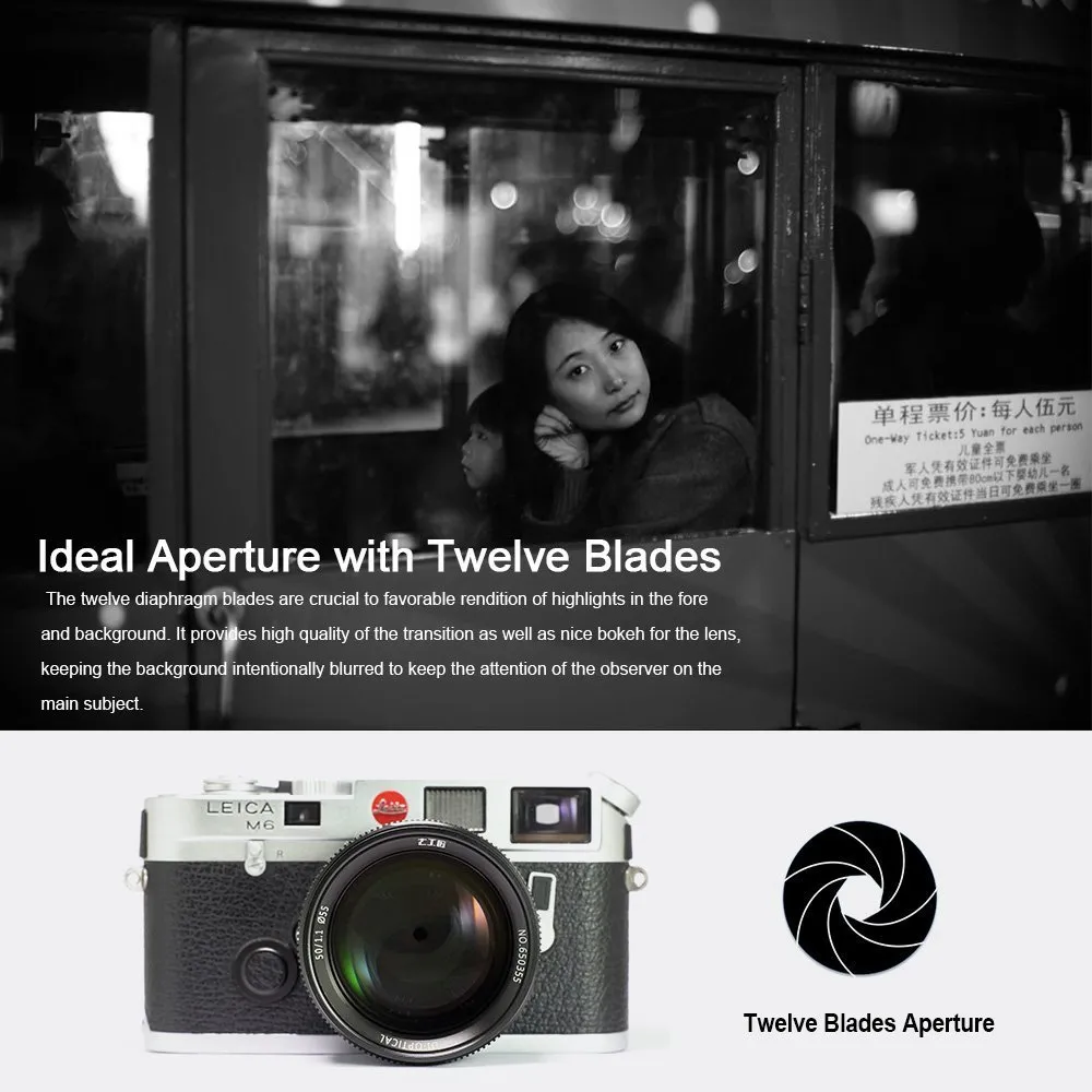 7Artisans 50mm F1.1 objectif Leica M manuel argenté