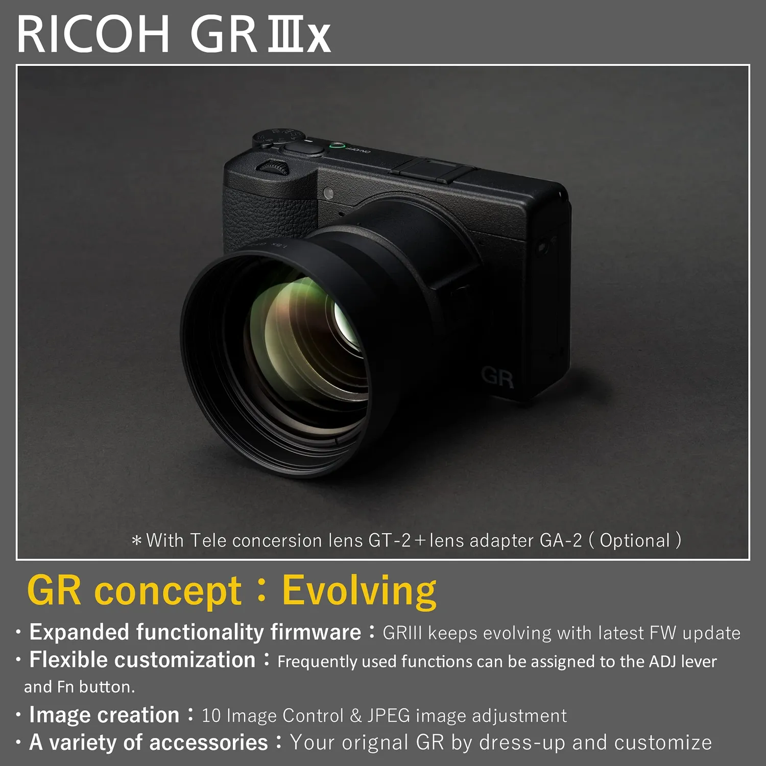 Ricoh GR IIIx appareil photo compact 40mm noir