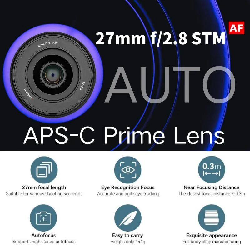 7Artisans AF 27mm F2.8 objectif Fuji X noir autofocus