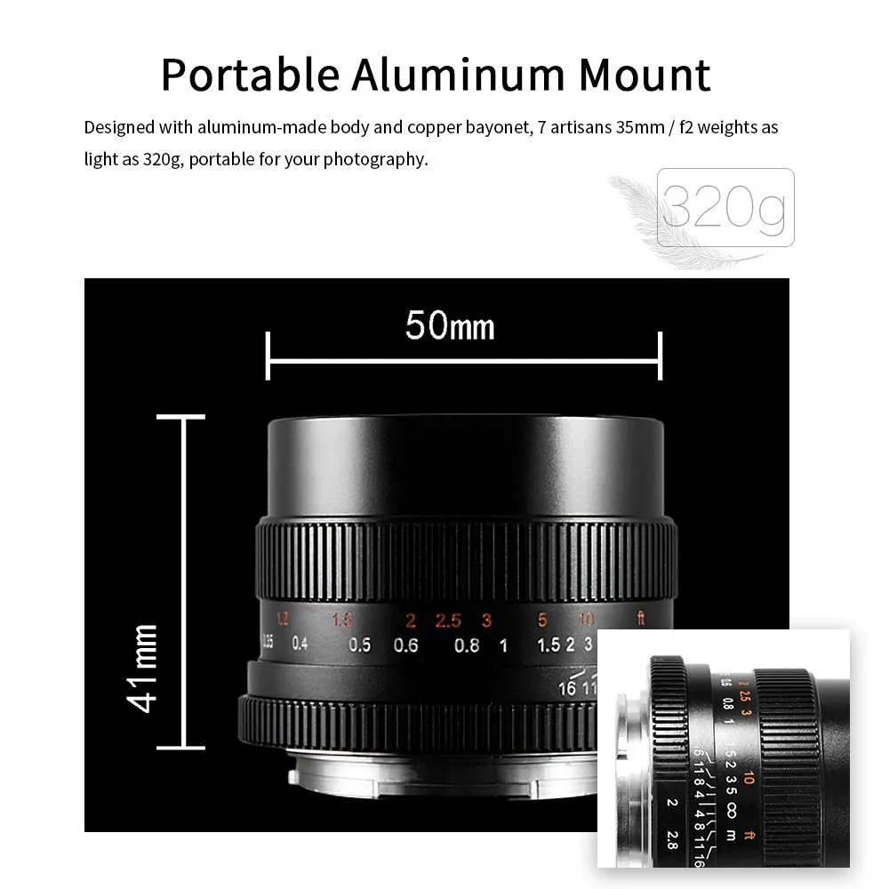 7Artisans 35mm F2.0 Objectif Sony E Manuel Plein Format