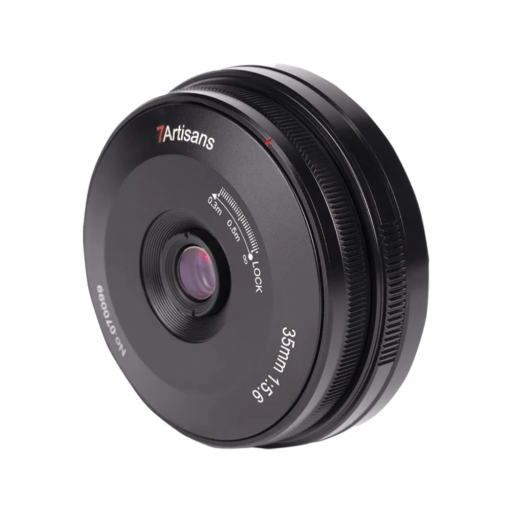 7Artisans 35mm F5.6 objectif Sony E pancake capuchon