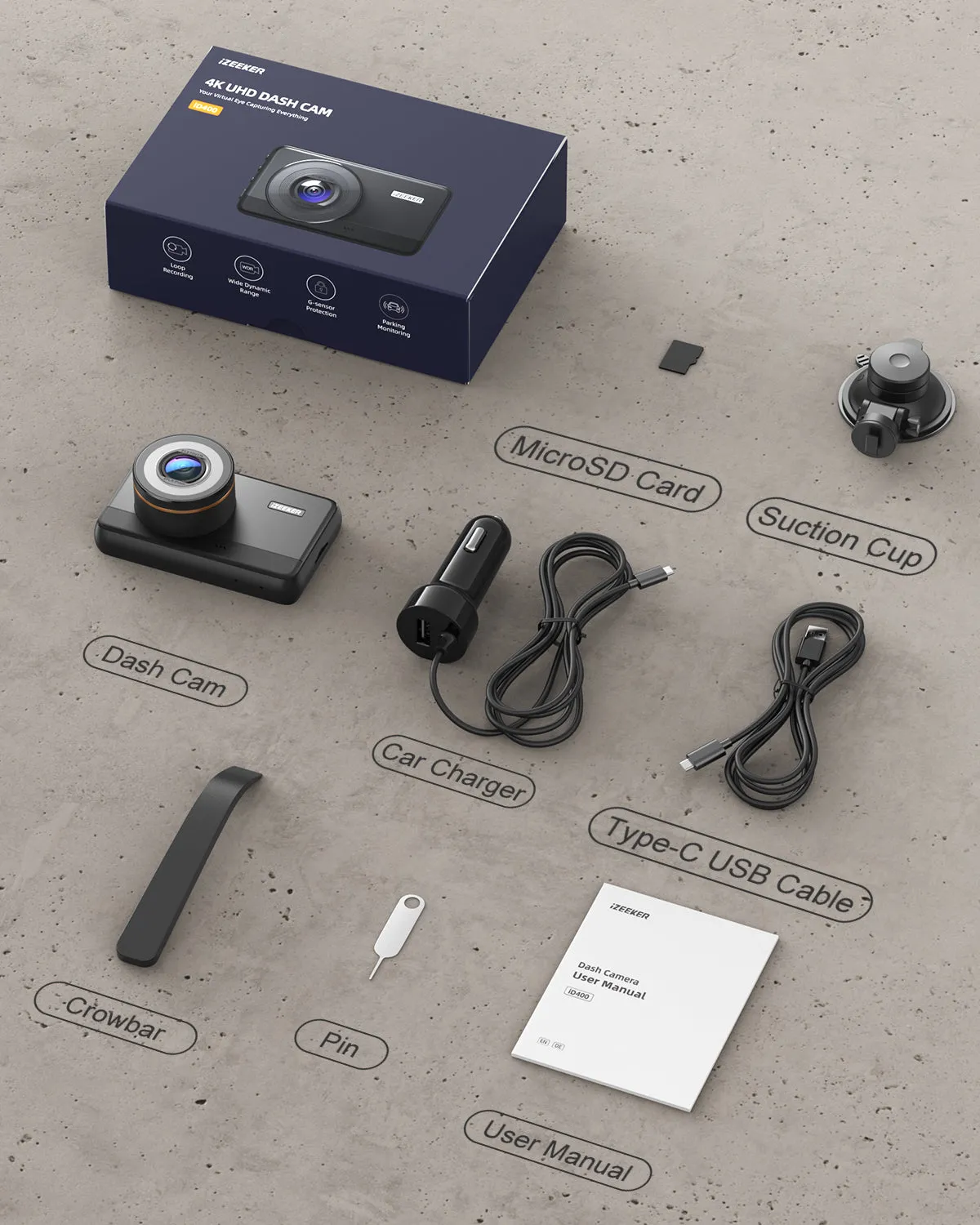 iZeeker iD400 caméra voiture 4K définition fine