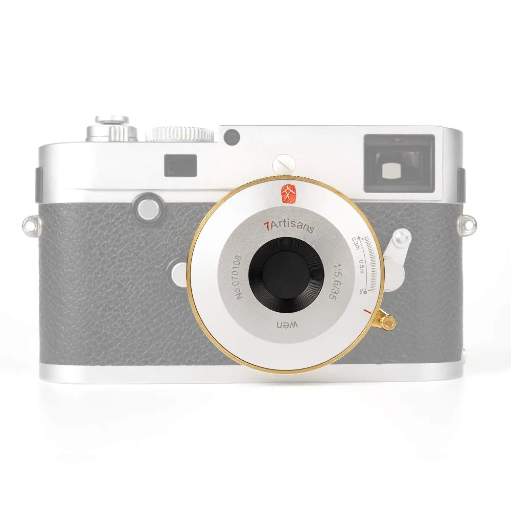 7Artisans 35mm F5.6 objectif Leica M pancake doré argenté