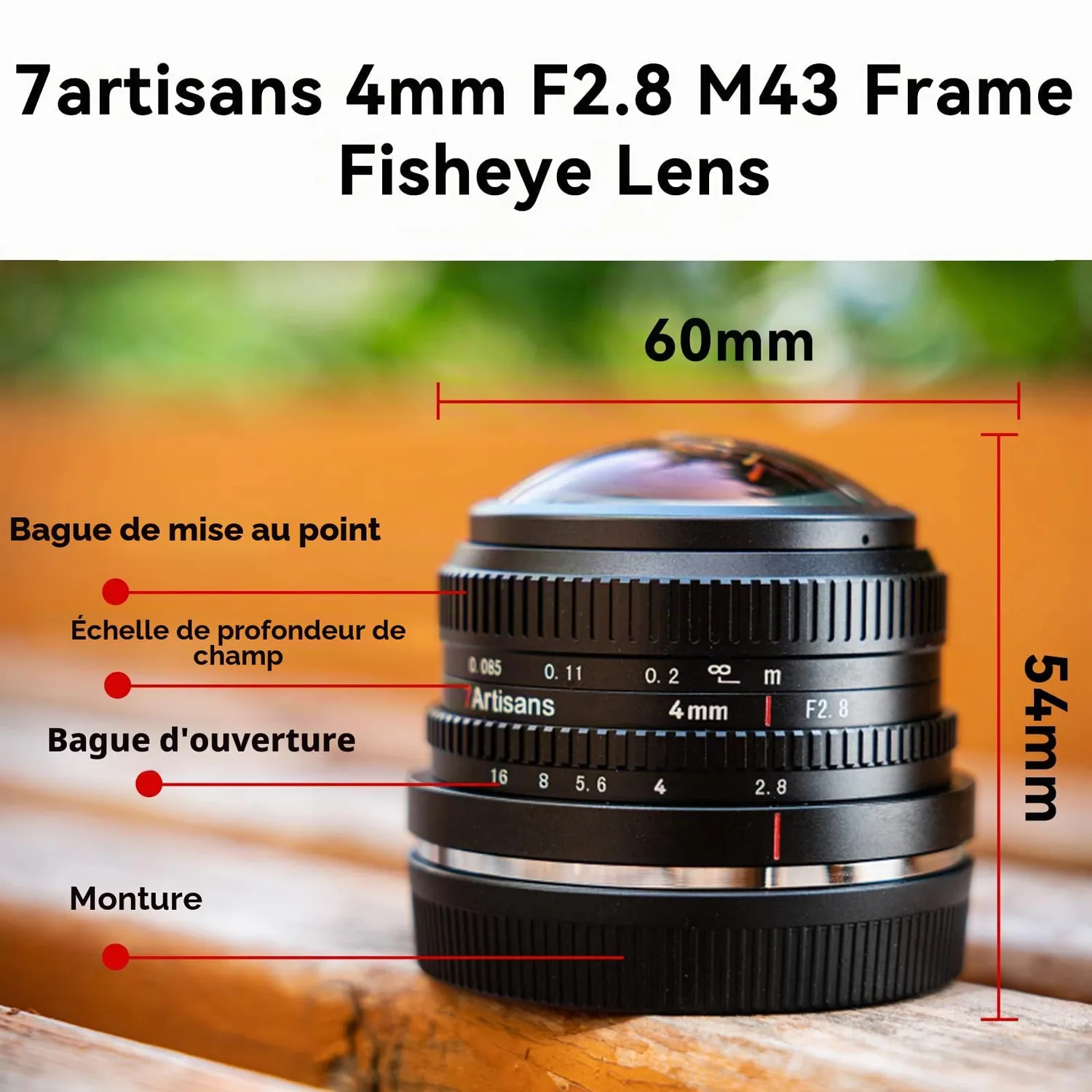 7Artisans 4mm F2.8 objectif fisheye Sony E circulaire