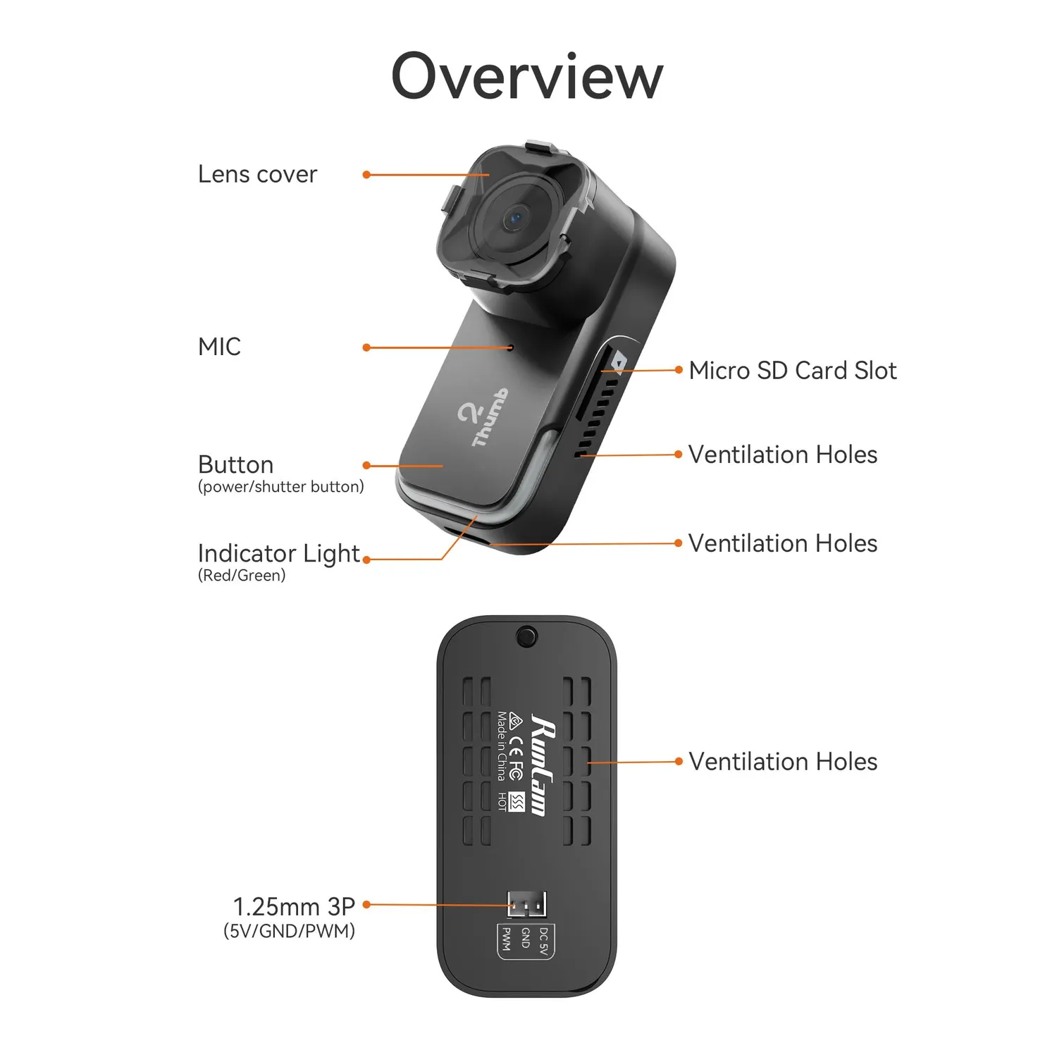 RunCam Thumb caméra action 1080p 60fps 9,8g