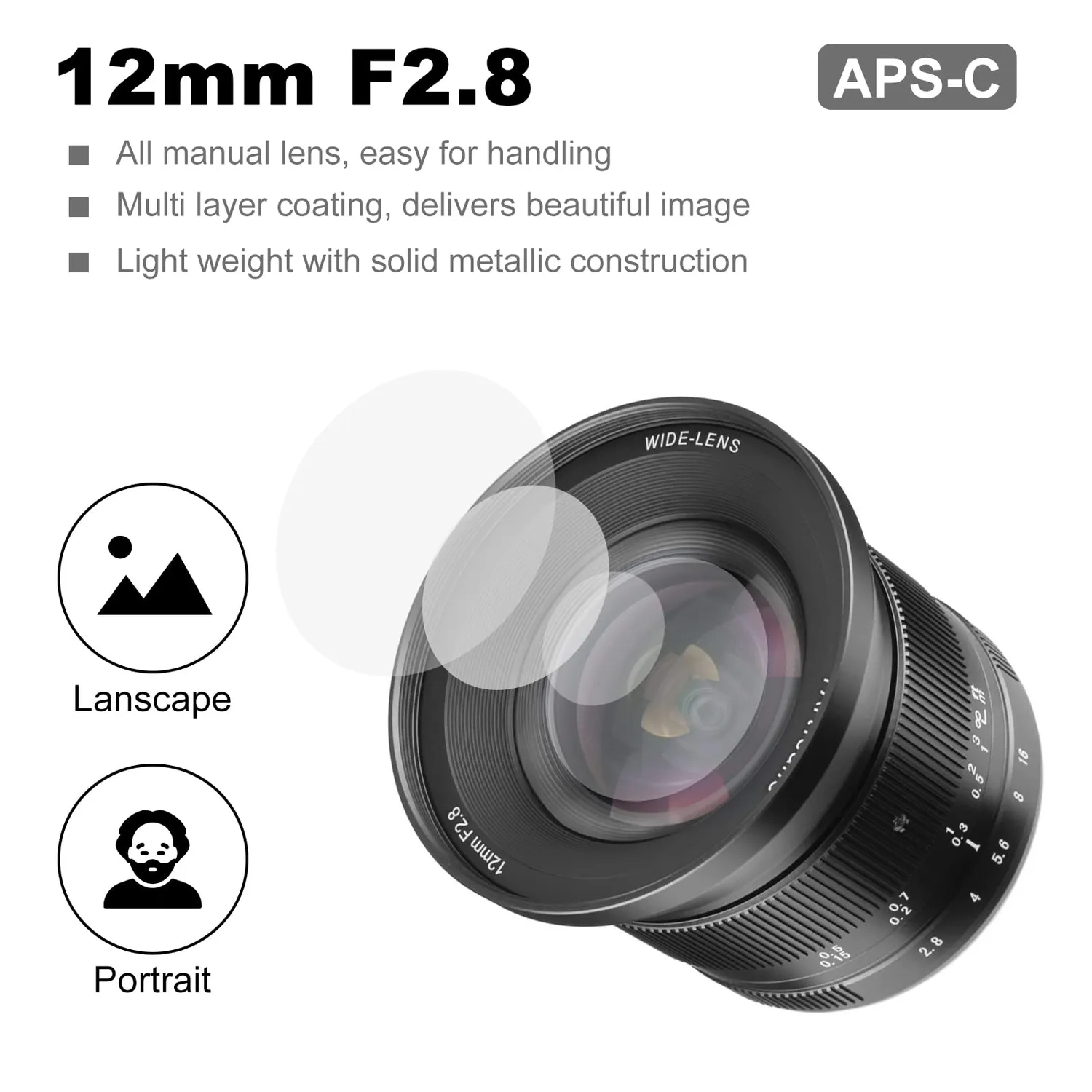 7Artisans 12mm F2.8 II objectif Canon M grand-angle