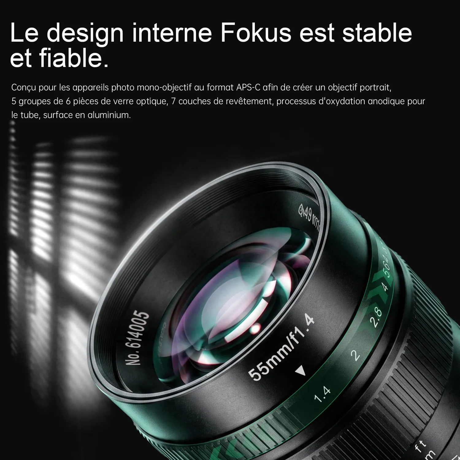 7Artisans 55mm F1.4 objectif Fuji X noir manuel