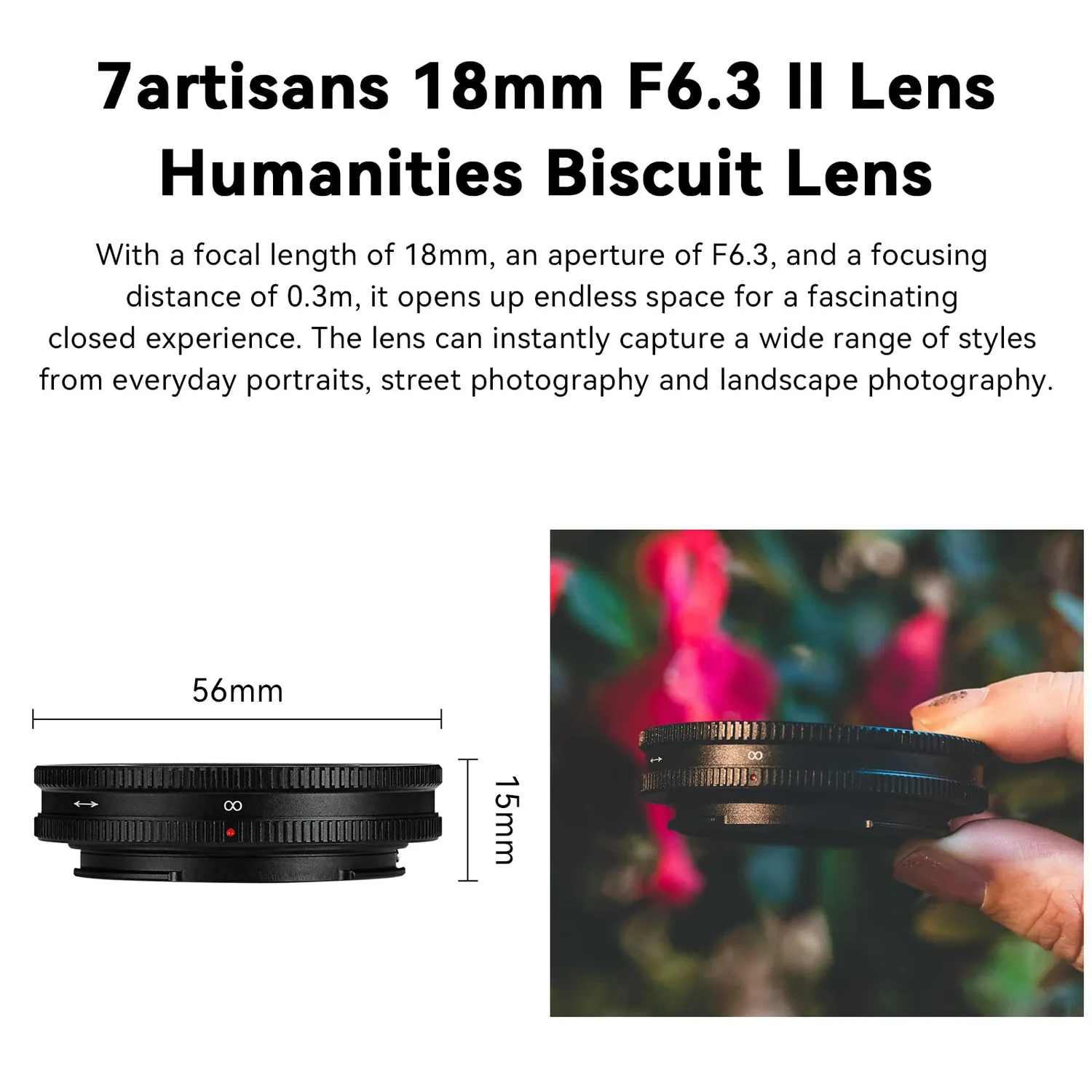 7Artisans 18mm F6.3 pancake objectif Fuji X APS-C