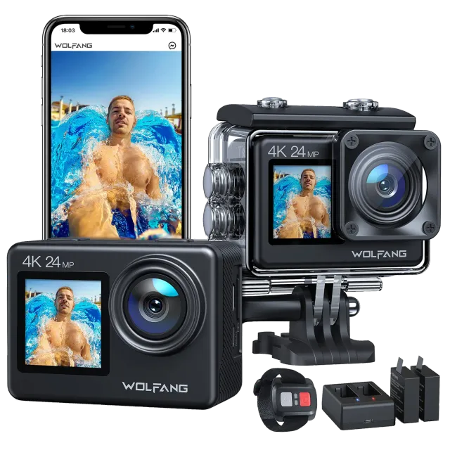 Wolfang GA200 caméra action 4K double écran étanche