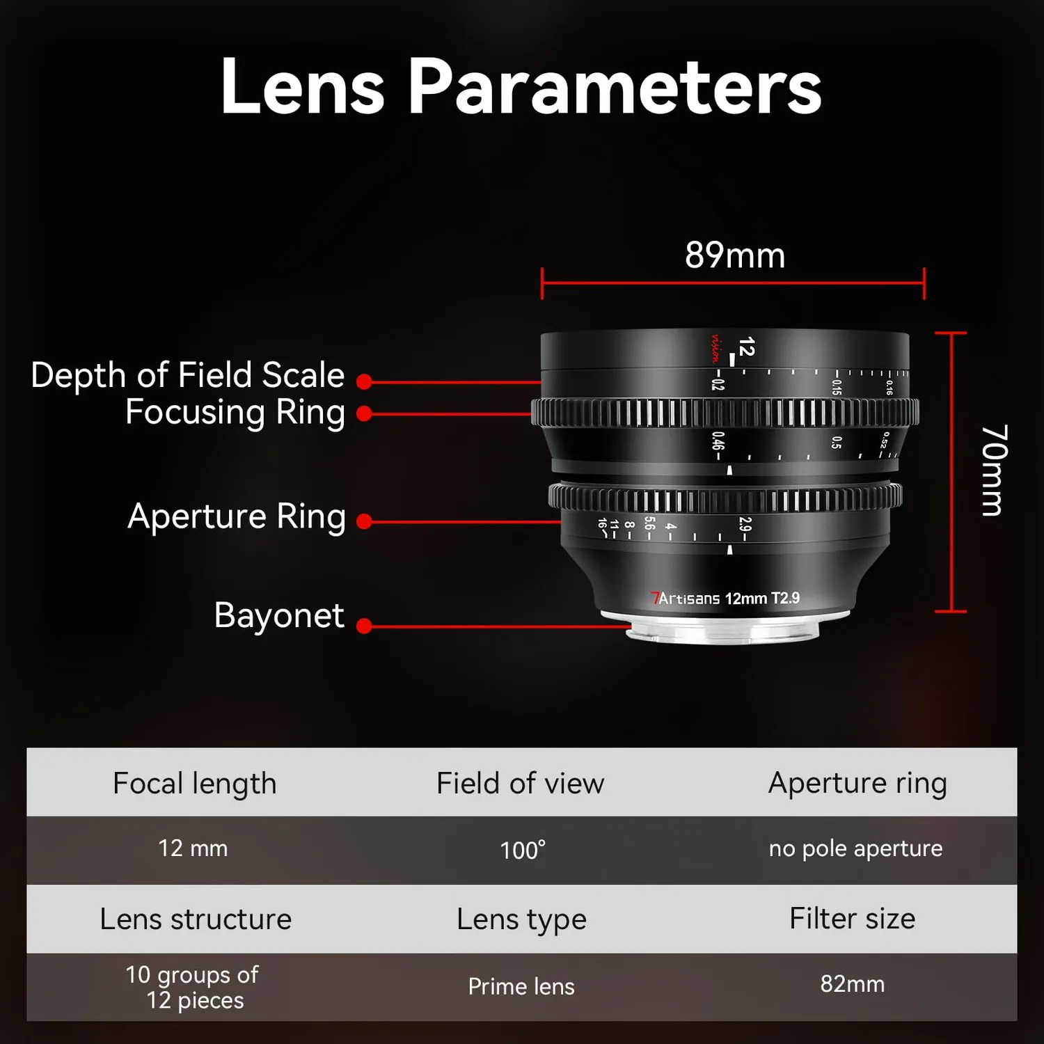 7Artisans 12mm T2.9 objectif ciné Fuji X APS-C