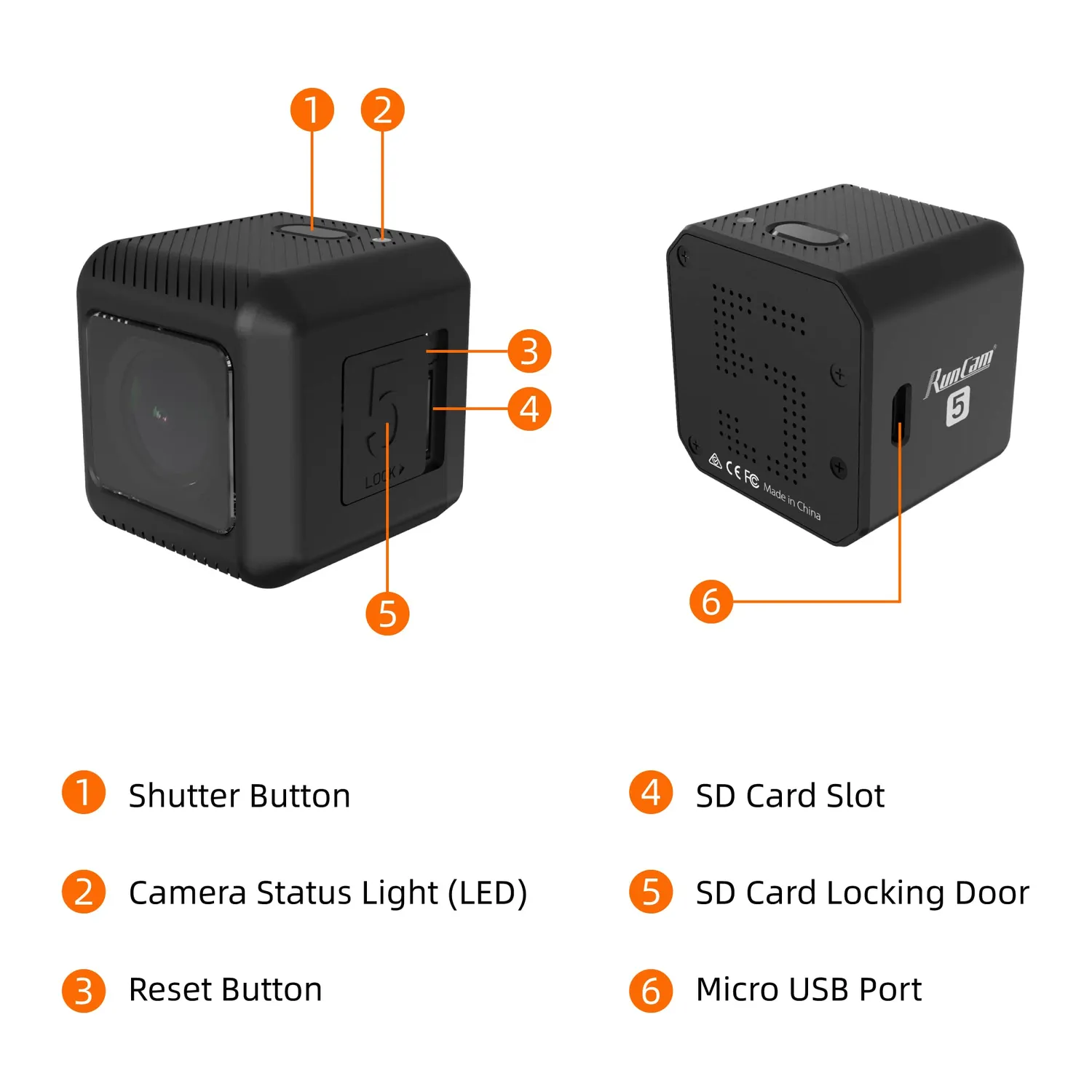RunCam 5 caméra action 4K noire + carte 128 Go