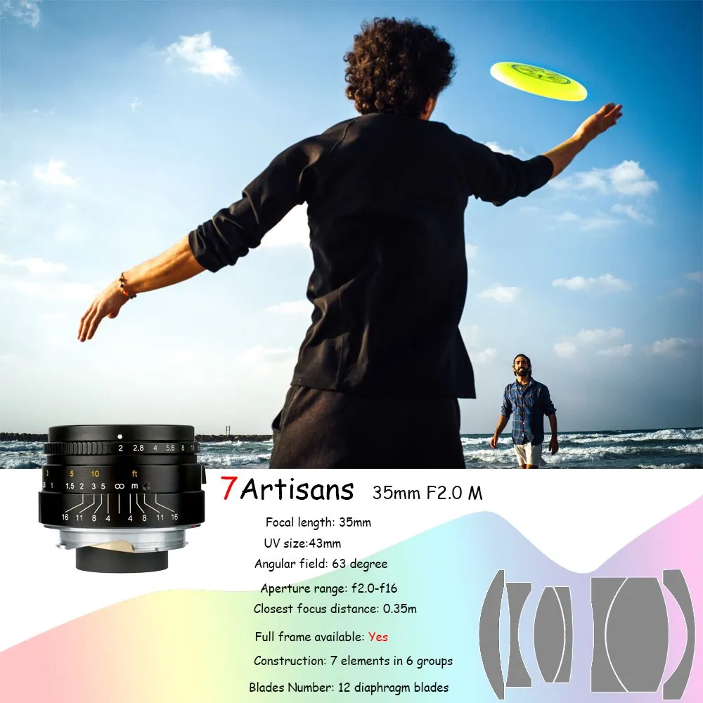 7Artisans 35mm F2.0 objectif photo monture Leica M manuel