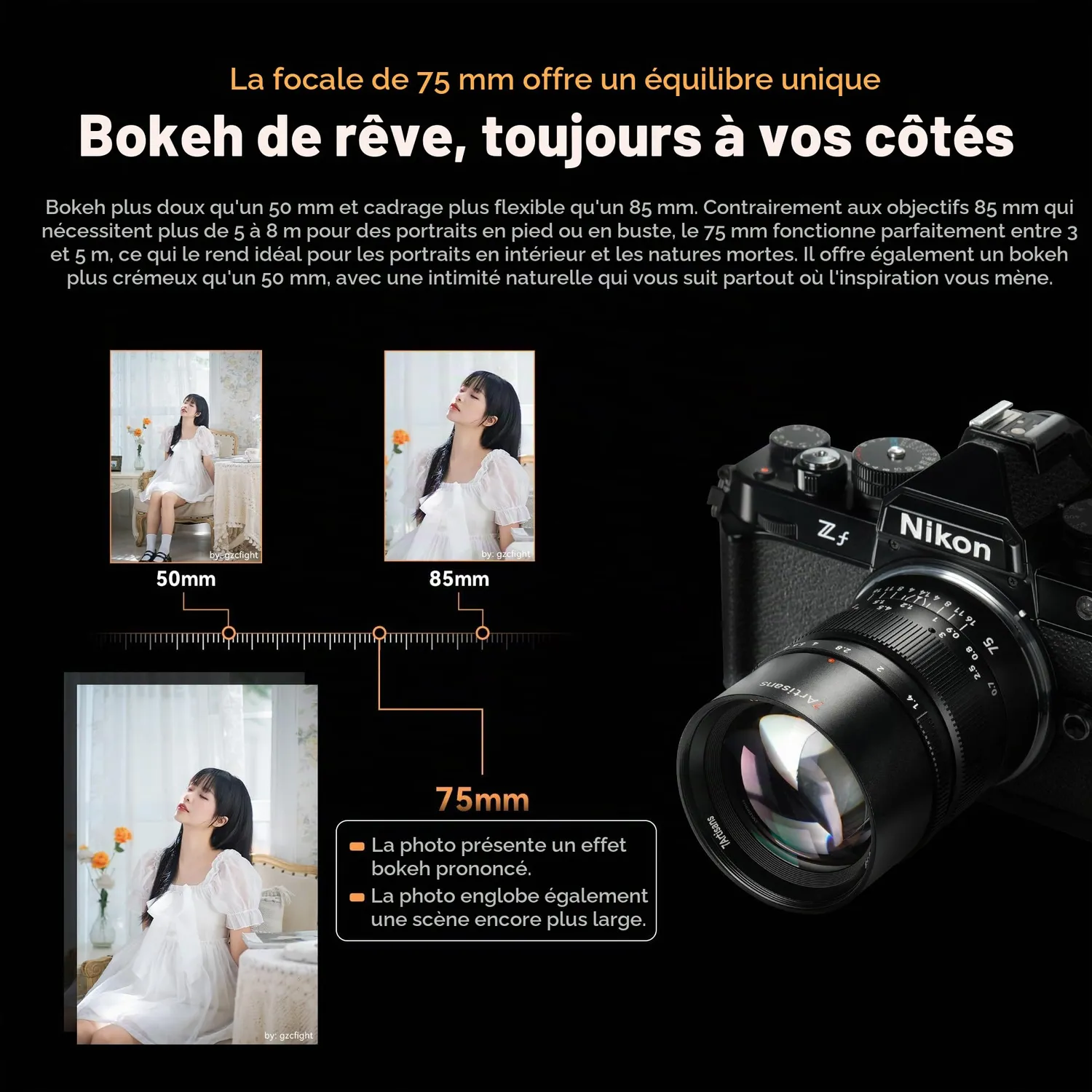 7Artisans 75mm F1.4 objectif portrait Sony E plein format