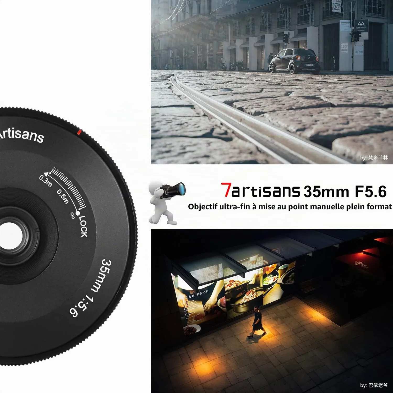 7Artisans 35mm F5.6 objectif Sony E pancake capuchon