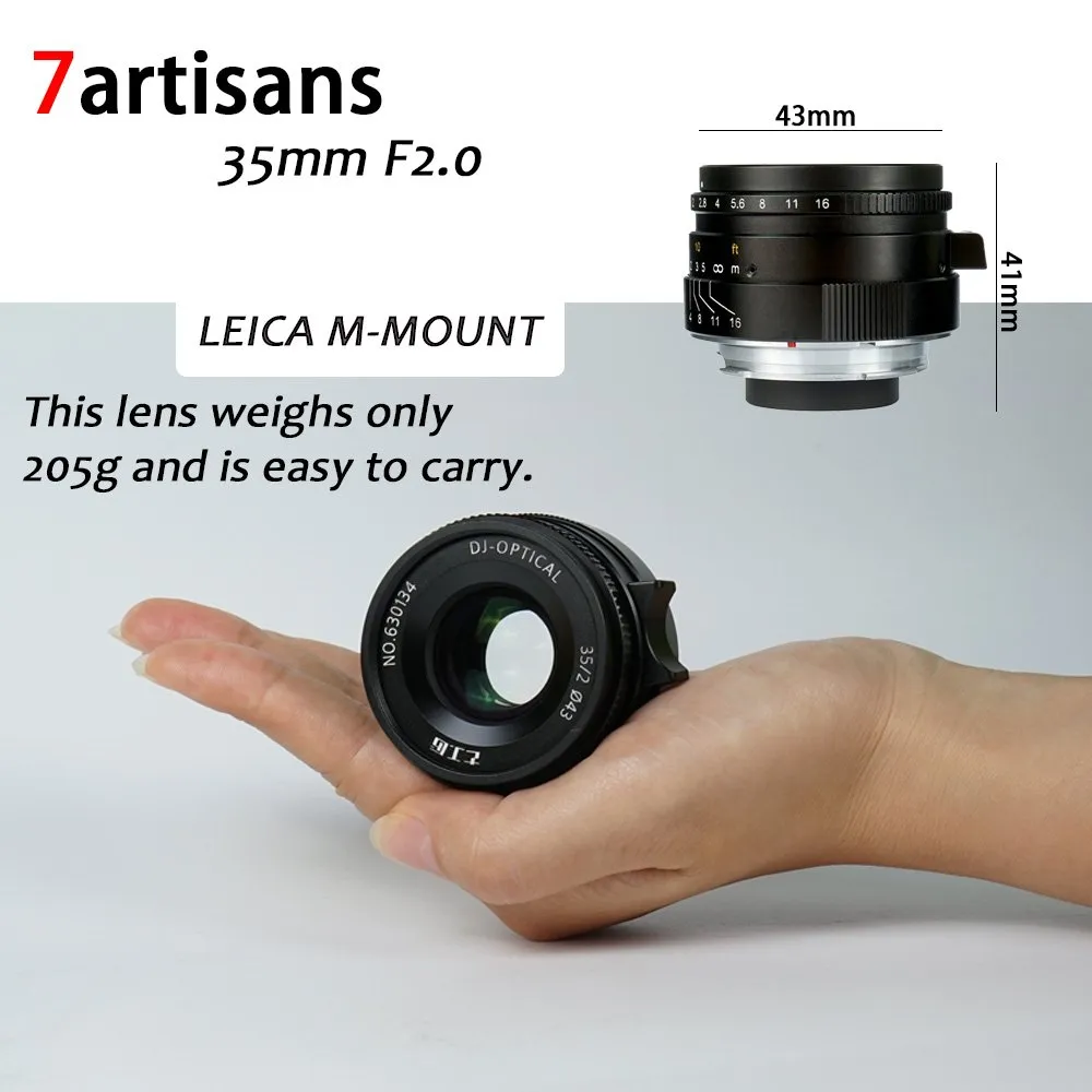 7Artisans 35mm F2.0 objectif photo monture Leica M manuel