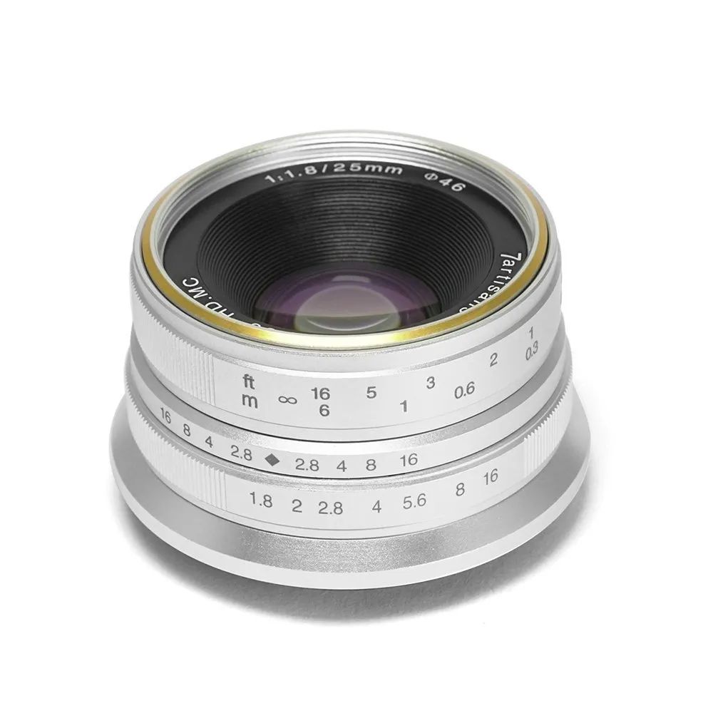 7Artisans 25mm F1.8 objectif Canon EF-M argenté