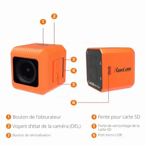 RunCam 5 caméra action 4K orange 128 Go