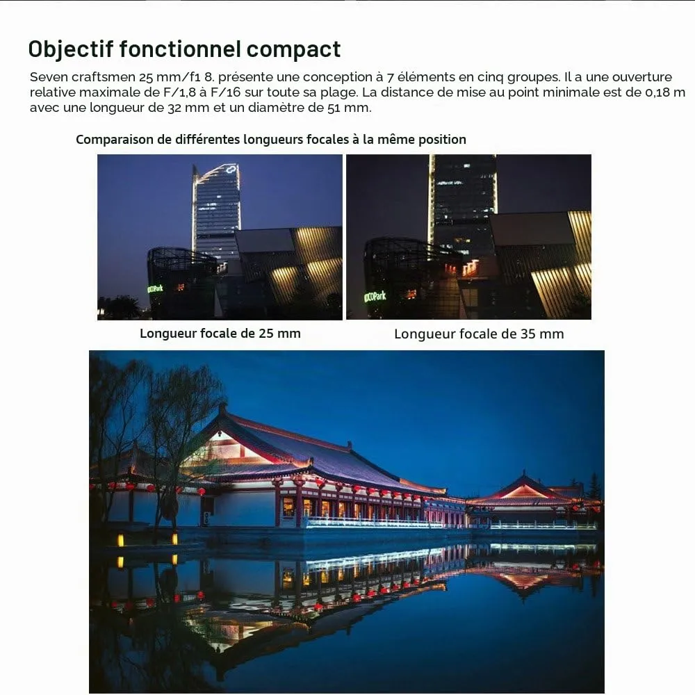 7Artisans 25mm F1.8 objectif Sony E noir manuel