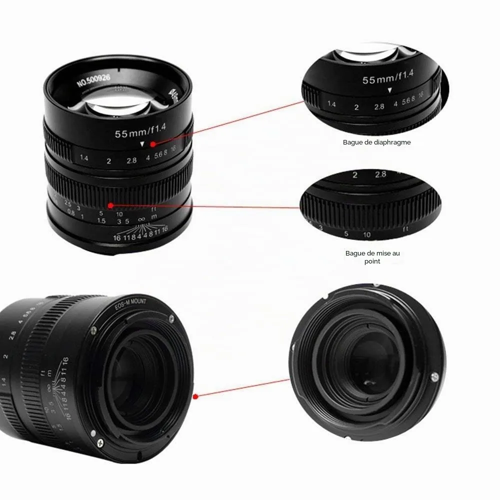 7Artisans 55mm F1.4 objectif Canon M APS-C portrait