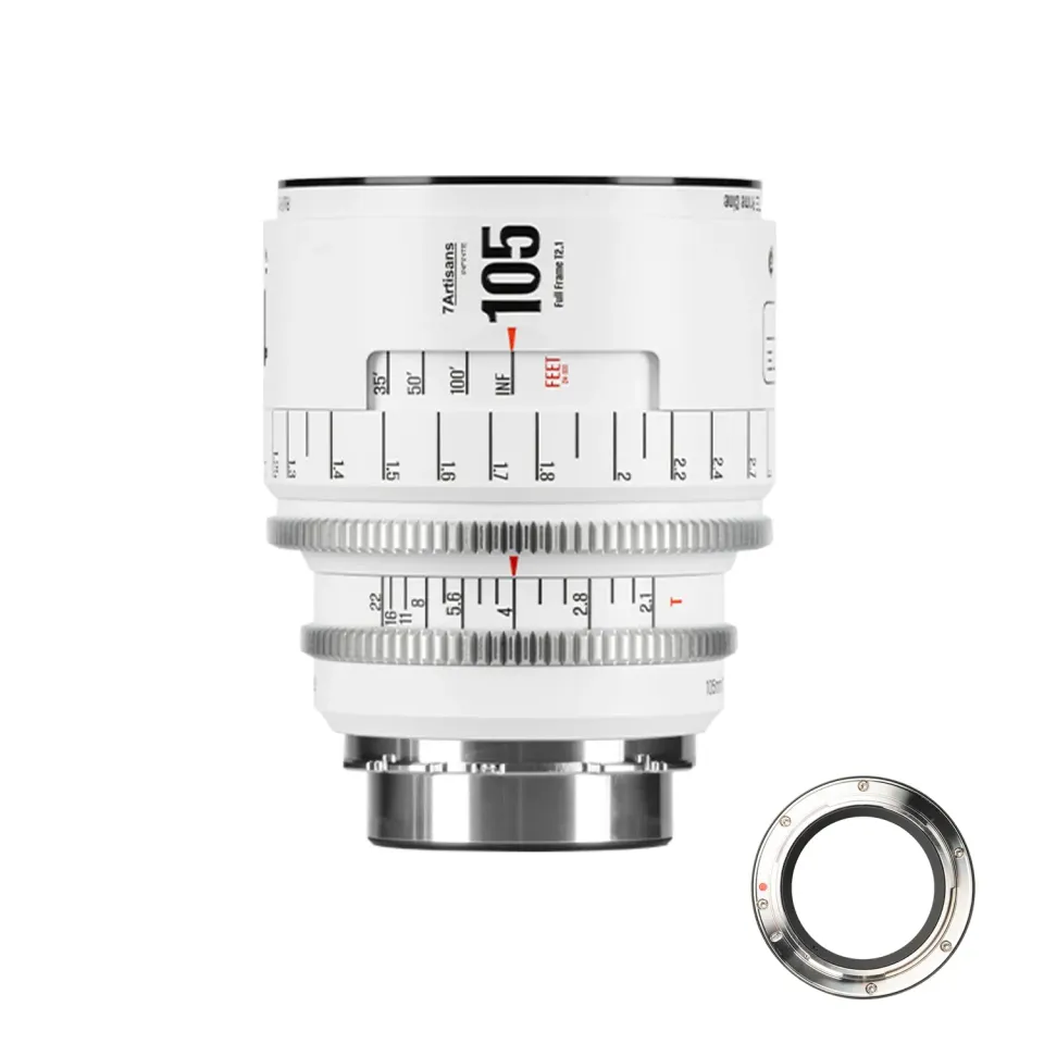 7Artisans INFINTE 105mm T2.1 objectif cinéma PL blanc télé