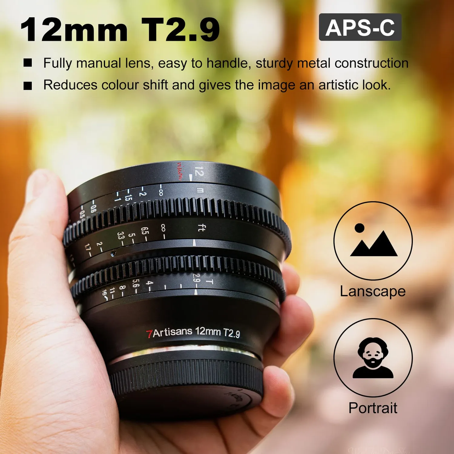 7Artisans 12mm T2.9 objectif ciné Fuji X APS-C