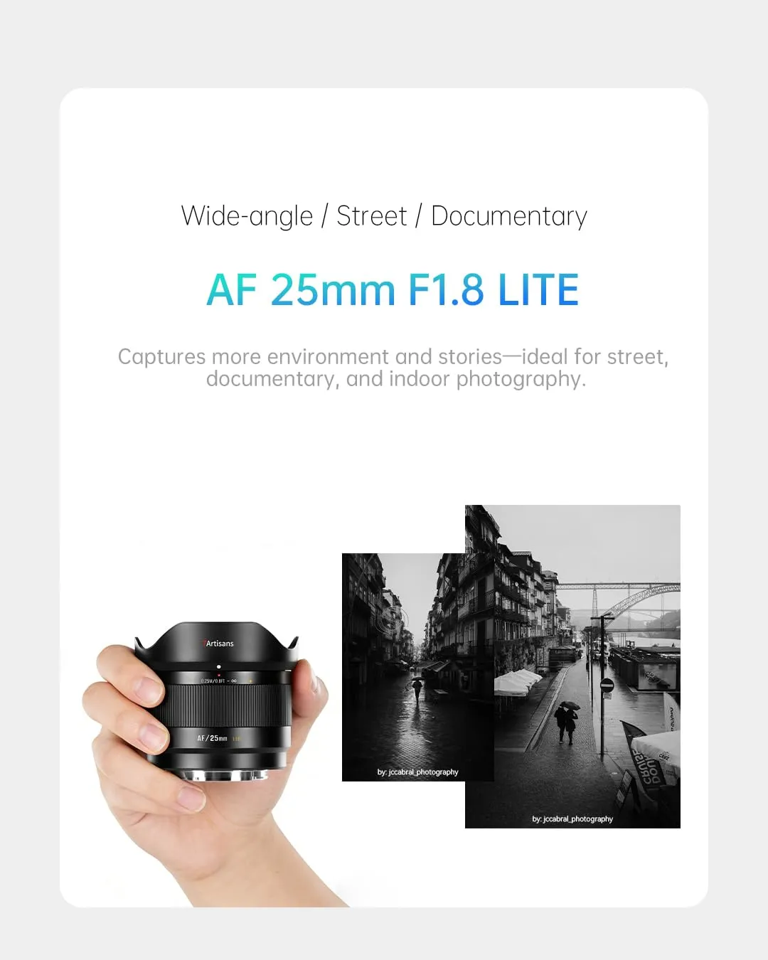 7Artisans Lite 25mm F1.8 objectif Sony autofocus léger