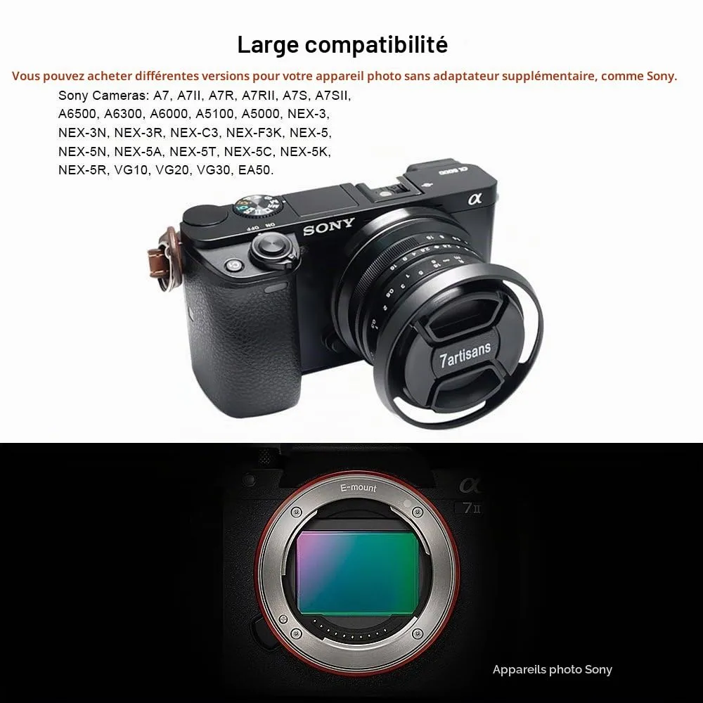 7Artisans 25mm F1.8 objectif Sony E noir manuel