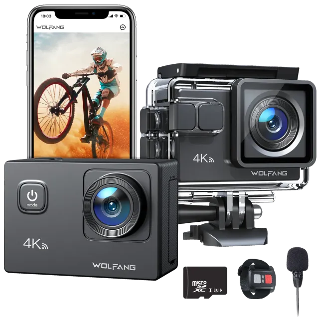Wolfang caméra sport 4K 20MP stabilisée WiFi 170°