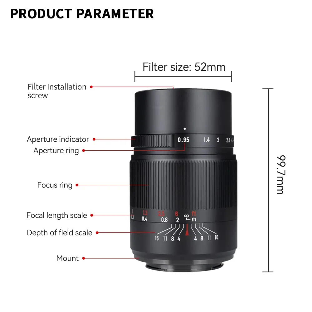 7Artisans 25mm F0.95 objectif Micro 4/3 manuel