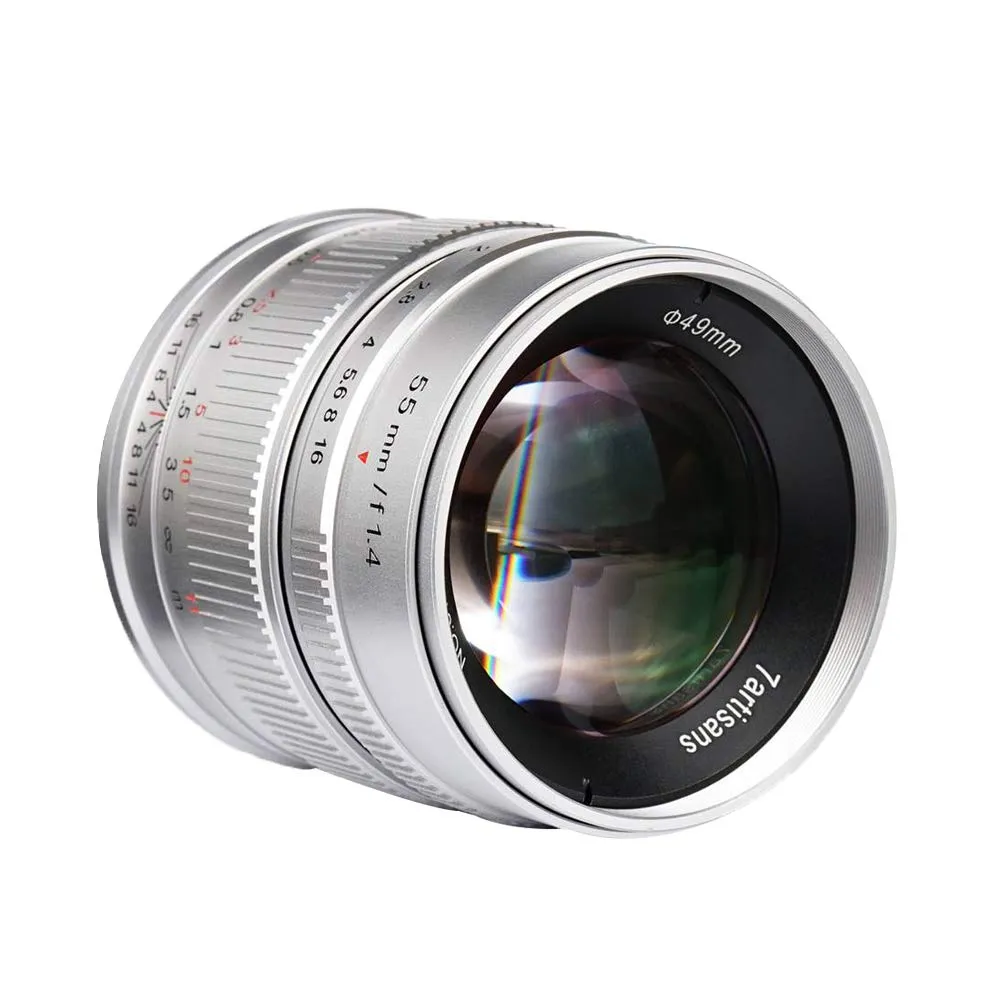 7Artisans 55mm F1.4 objectif Sony E argent manuel