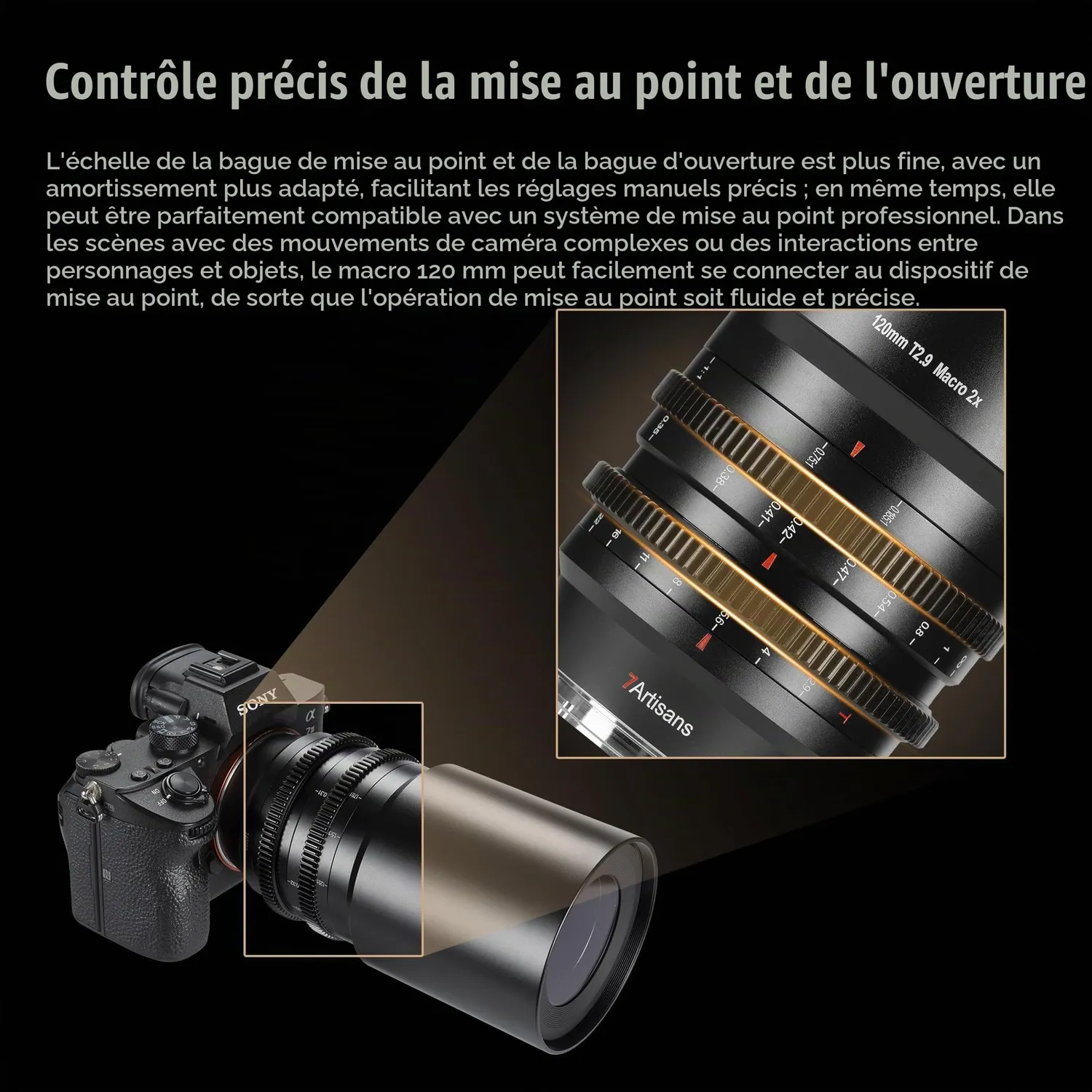 7Artisans Spectrum 120mm T2.9 objectif cinéma Sony E macro 2x