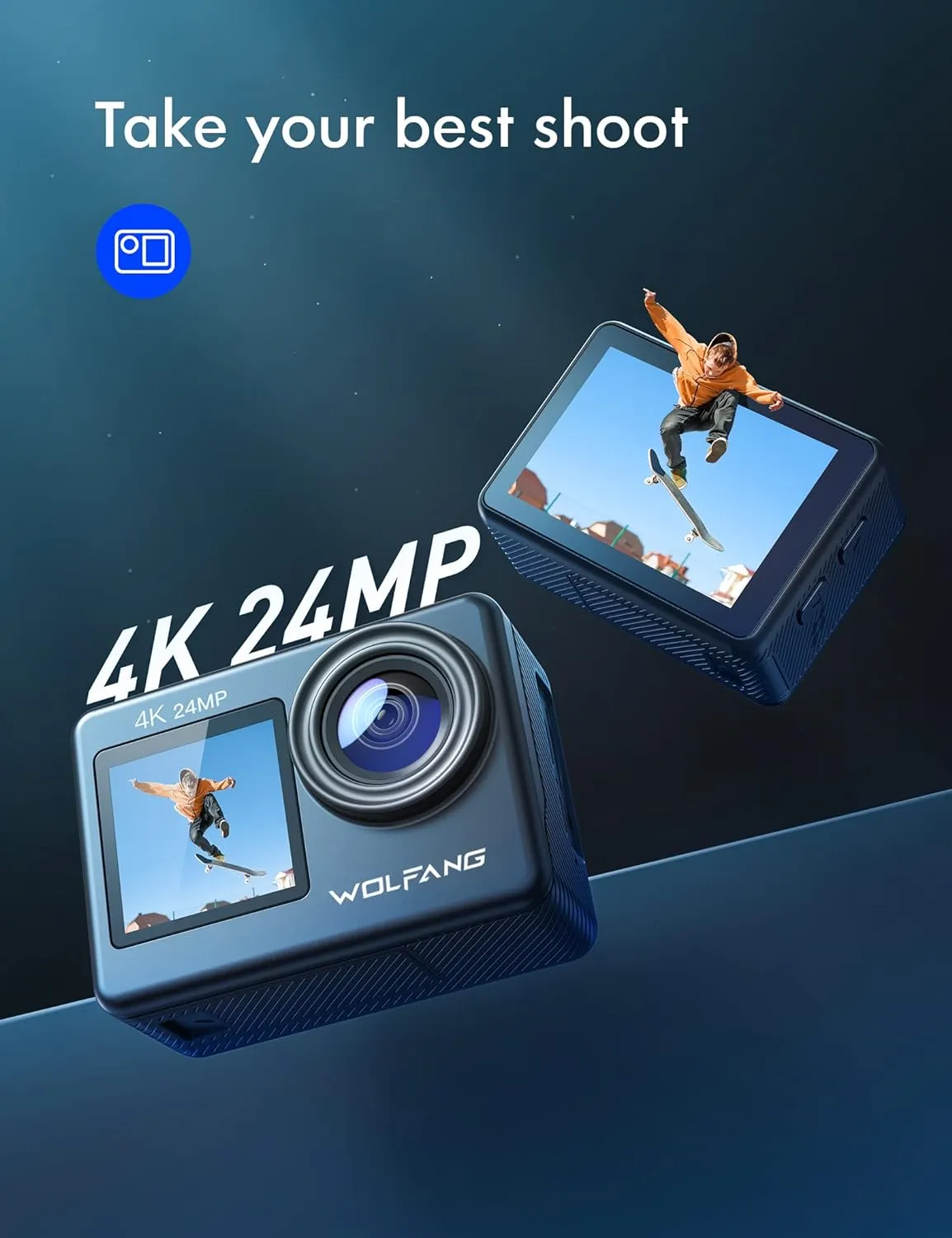 Wolfang GA200 caméra action 4K double écran étanche