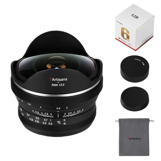 7Artisans 6mm F2.0 objectif fisheye Canon R APS-C 220°