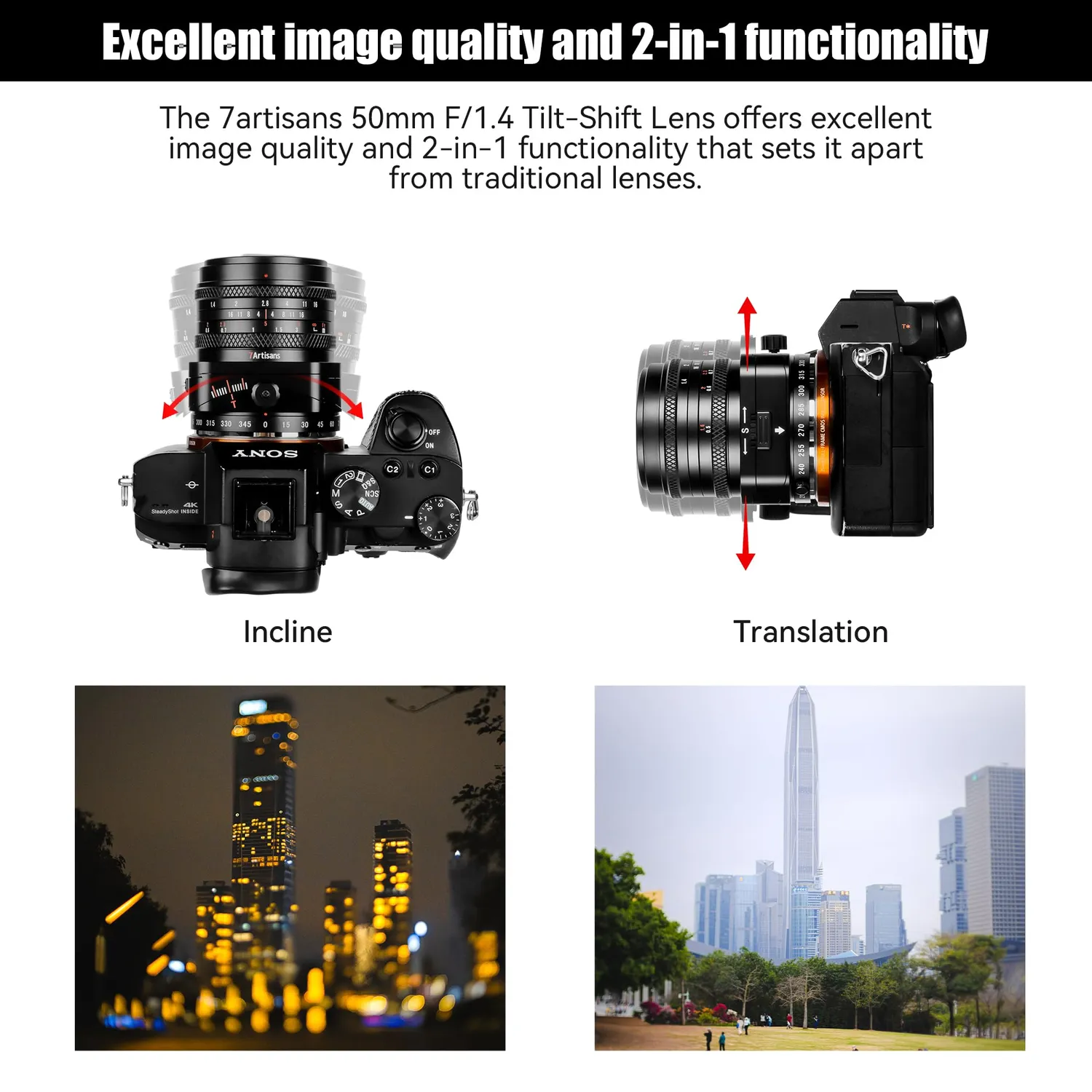 7Artisans 50mm F1.4 Tilt-Shift objectif Fuji X effet miniature
