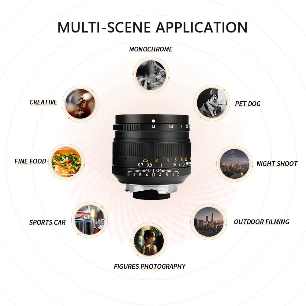 7Artisans 50mm F1.1 objectif Leica M noir très lumineux