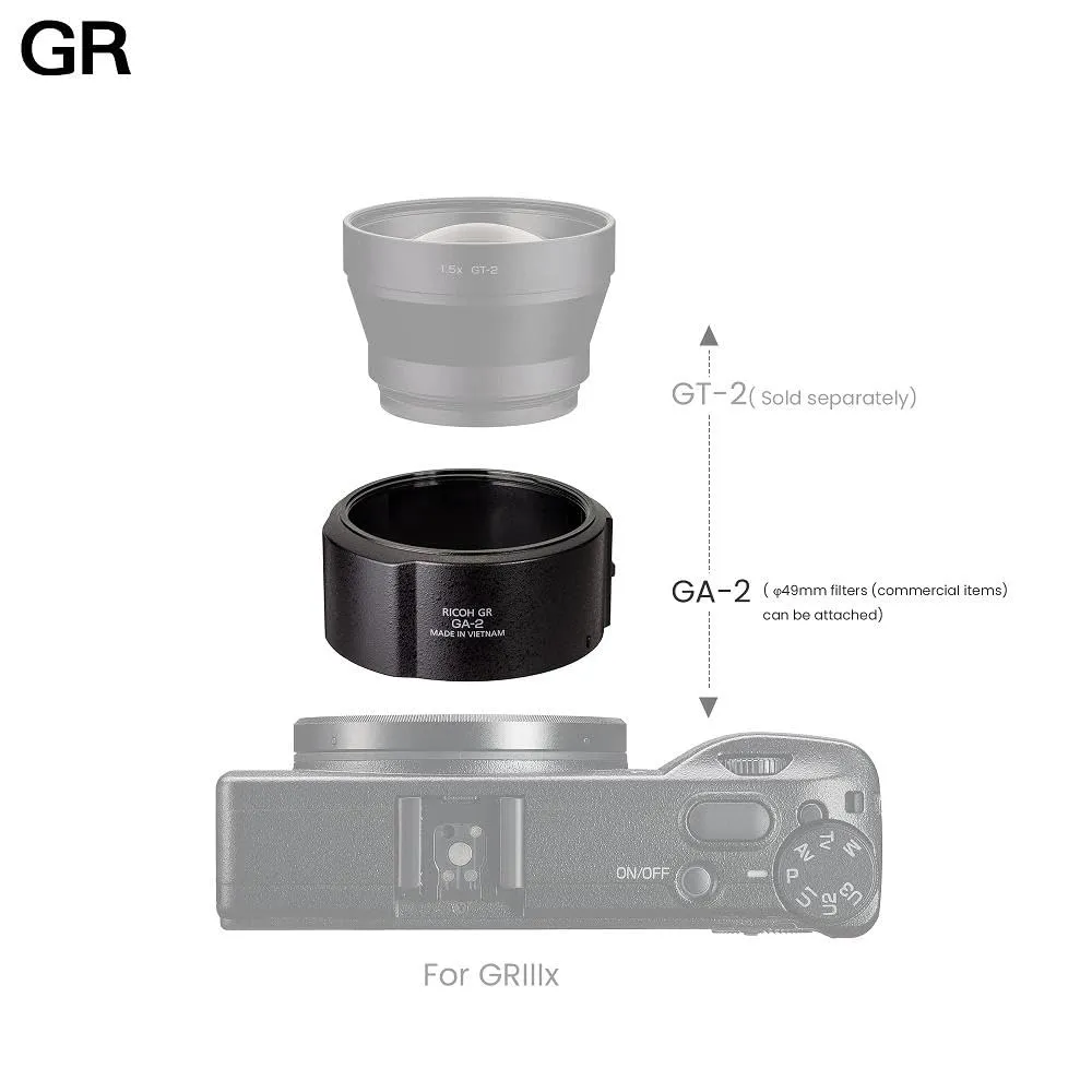 Ricoh GR GA-2 adaptateur GR IIIx filtre 49mm