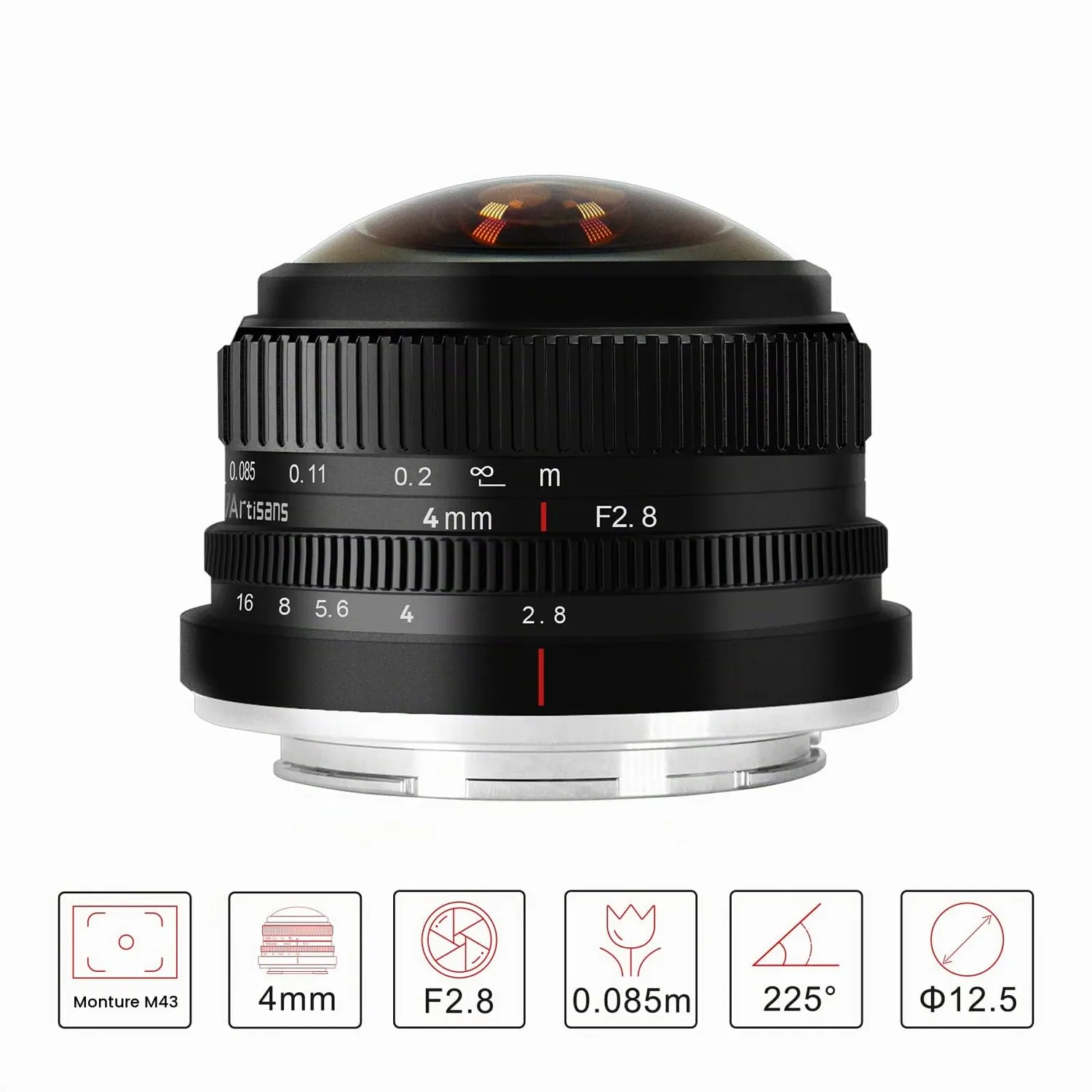 7Artisans 4mm F2.8 objectif fisheye Sony E circulaire