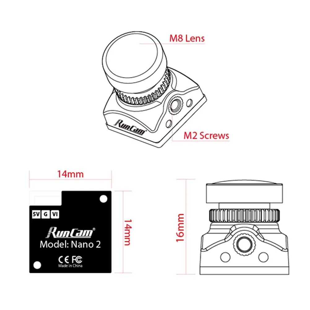 RunCam Nano 2 caméra FPV 700TVL NTSC 170°