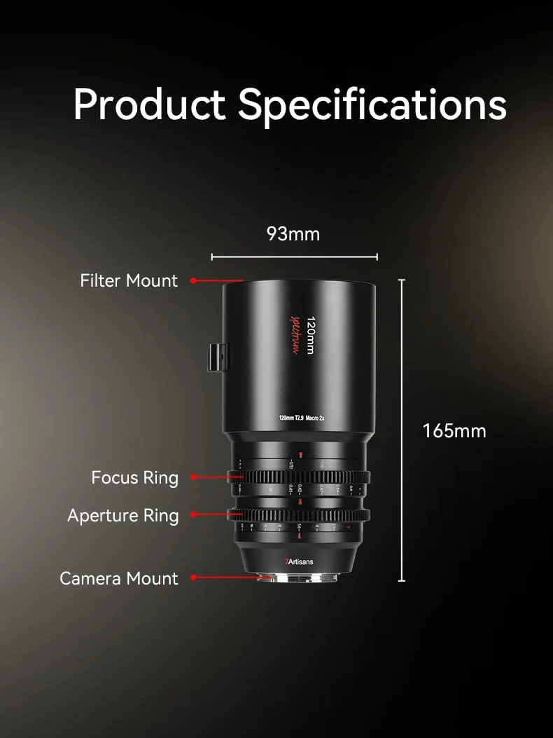 7Artisans 120mm T2.9 Macro 2X Ciné Canon RF plein format
