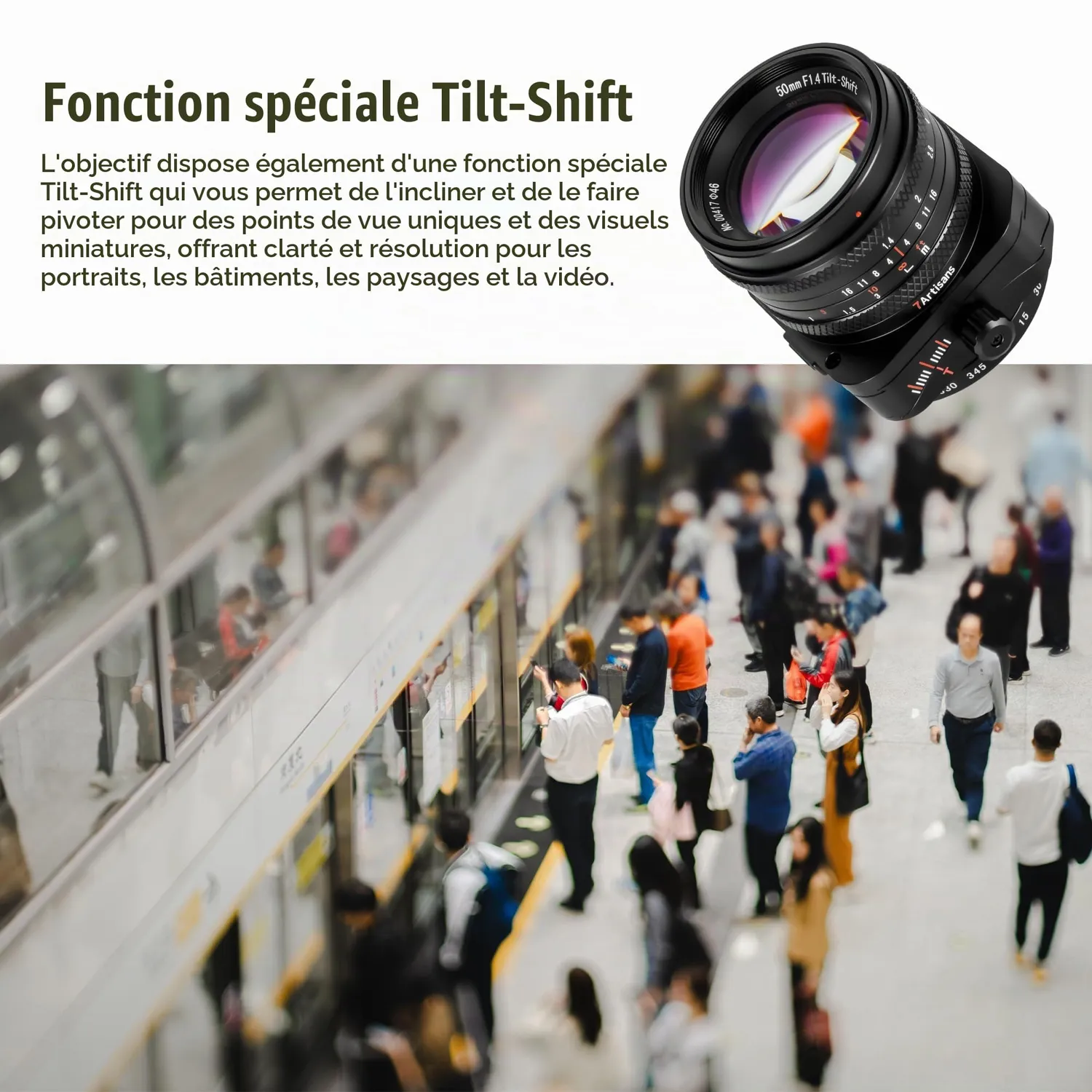 7Artisans 50mm F1.4 Tilt-Shift objectif Fuji X effet miniature