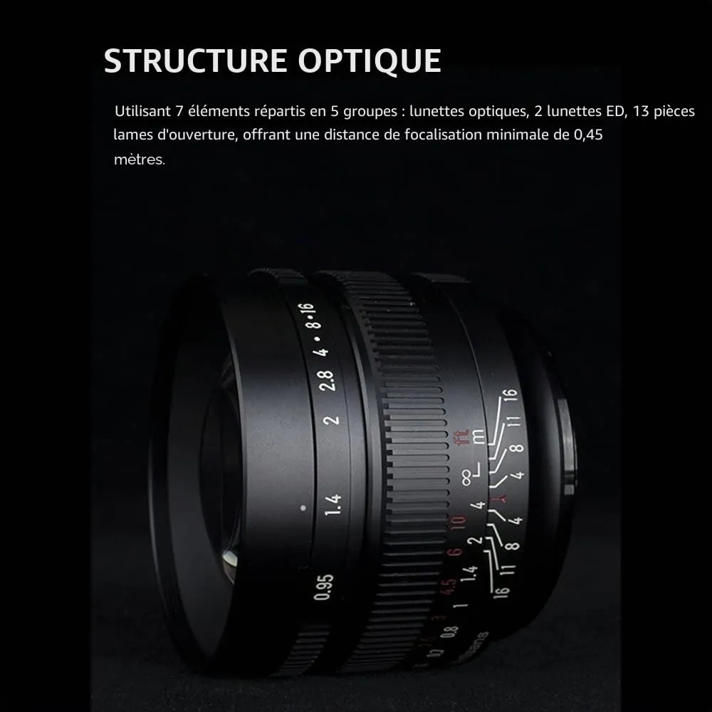 7Artisans 50mm F0.95 focale fixe Sony E ultra lumineux