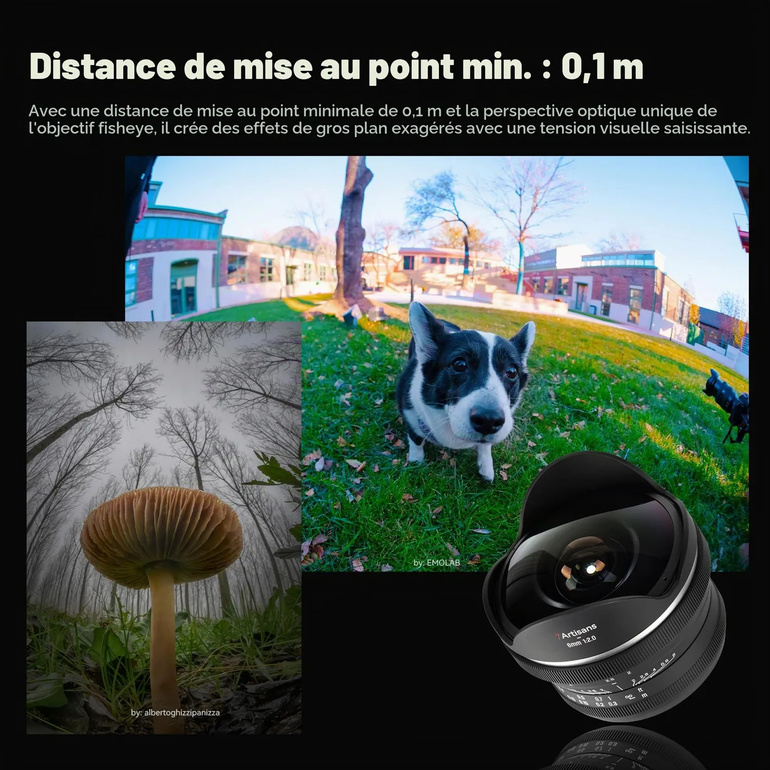 7Artisans 6mm F2.0 objectif fisheye Canon R APS-C 220°